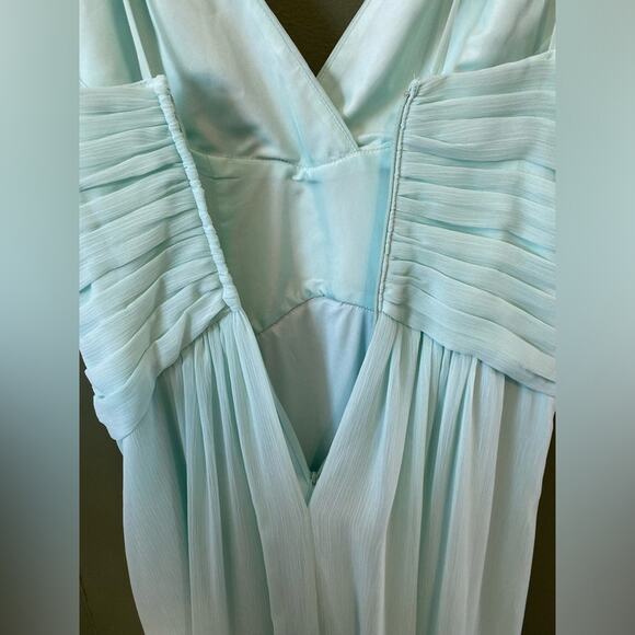 Davids Bridal Dress Womens Size 4 Mint Green Maxi Flowy Bridesmaid Fairy Party - Picture 6 of 14